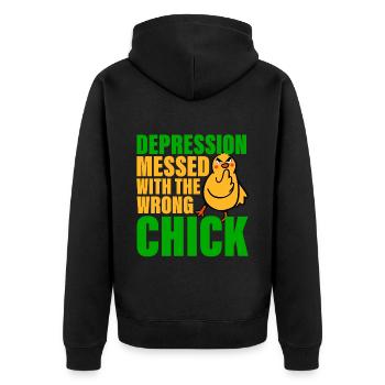 Depression Messed With The Wrong Chick 3 - Unisex Premium Organic Zip Hoodie - black - Back - Nico (187cm)