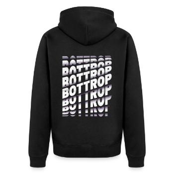Bottrop Deutschland Stadt Schrift Skyline Heimat - Unisex Premium Bio Zip Hoodie - Schwarz - Hinten - Nico (187cm)