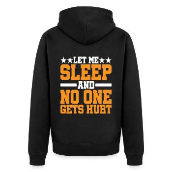 Let Me Sleep And No One Gets Hurt - Unisex Premium Bio Zip Hoodie - Schwarz - Hinten - Nico (187cm)
