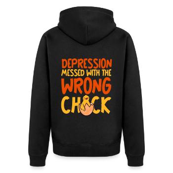 Depression Messed With The Wrong Chick - Unisex Premium Organic Zip Hoodie - black - Back - Nico (187cm)