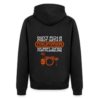 Don't Pick A Fight With A Drummer 4 - Unisex Premium Organic Zip Hoodie - black - Back - Nico (187cm)