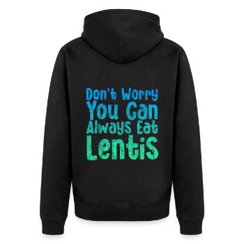 Don't Worry You Can Always Eat Lentils 4 - Unisex Premium Organic Zip Hoodie - black - Back - Nico (187cm)