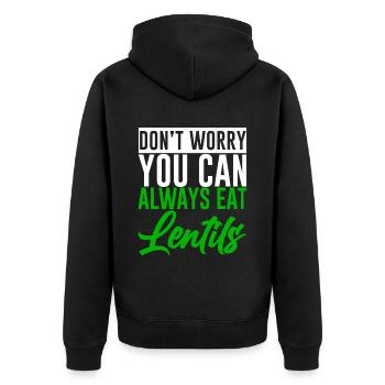 Don't Worry You Can Always Eat Lentils 2 - Unisex Premium Bio Zip Hoodie - Schwarz - Hinten - Nico (187cm)