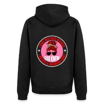 I Have Red Hair God Knew I Needed A Warning Label2 - Unisex Premium Bio Zip Hoodie - Schwarz - Hinten - Nico (187cm)