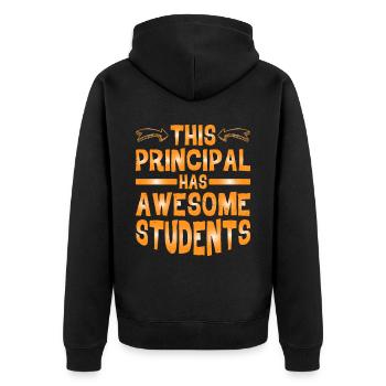 This Principal Has Awesome Students - Unisex Premium Bio Zip Hoodie - Schwarz - Hinten - Nico (187cm)