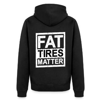 Fat Tires Matter 5 - Unisex Premium Bio Zip Hoodie - Schwarz - Hinten - Nico (187cm)