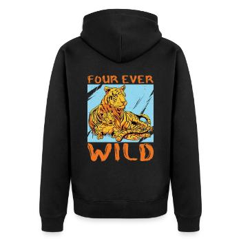 Four Ever Wild 35 - Unisex Premium Bio Zip Hoodie - Schwarz - Hinten - Nico (187cm)