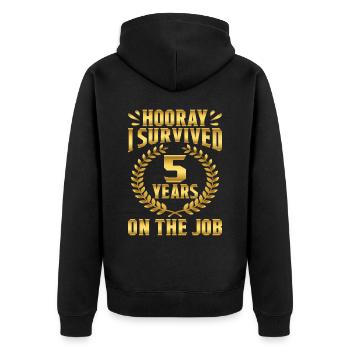 Hooray I Survived 5 Years On The Job 5 - Unisex Premium Organic Zip Hoodie - black - Back - Nico (187cm)