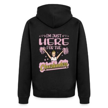 I'm Just Here For The Cheerleaders 4 - Unisex Premium Bio Zip Hoodie - Schwarz - Hinten - Nico (187cm)