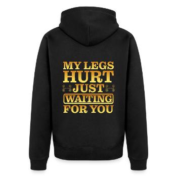 J’ai mal aux jambes juste en t’attendant 10 - Veste à capuche bio Premium Unisexe - noir - Dos - Nico (187cm)