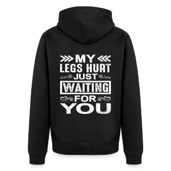 J’ai mal aux jambes juste en t’attendant 9 - Veste à capuche bio Premium Unisexe - noir - Dos - Nico (187cm)