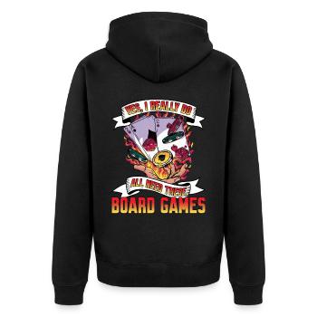 Yes, I Really Do All Need These Board Games 4 - Unisex Premium Organic Zip Hoodie - black - Back - Nico (187cm)