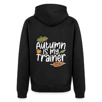 Autumn Is My Trainer 3 - Unisex Premium Bio Zip Hoodie - Schwarz - Hinten - Nico (187cm)