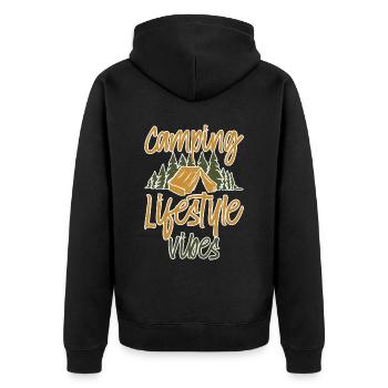 Camping Lifestyle Vibes 2 - Unisex Premium Organic Zip Hoodie - black - Back - Nico (187cm)