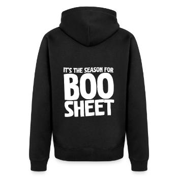It's The Season For Boo Sheet - Unisex Premium Bio Zip Hoodie - Schwarz - Hinten - Nico (187cm)