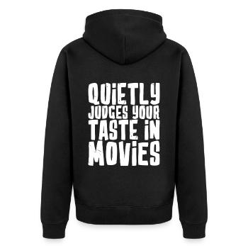 Juge tranquillement vos goûts dans les films - Veste à capuche bio Premium Unisexe - noir - Dos - Nico (187cm)
