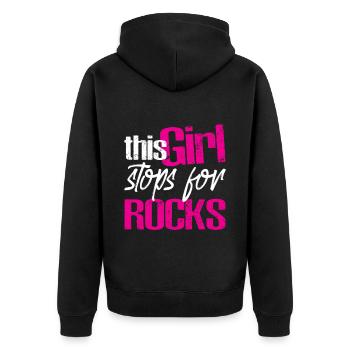 Cette fille s’arrête pour Rocks 4 - Veste à capuche bio Premium Unisexe - noir - Dos - Nico (187cm)
