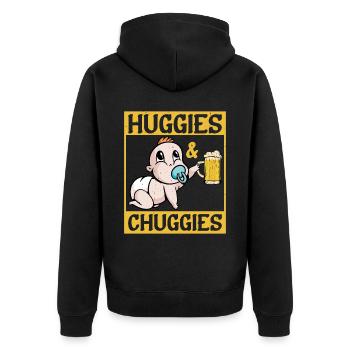 Huggies and Chuggies 20 - Unisex Premium Organic Zip Hoodie - black - Back - Nico (187cm)