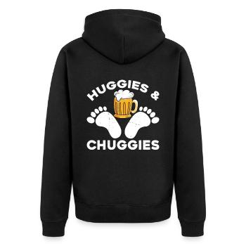 Huggies and Chuggies 21 - Unisex Premium Organic Zip Hoodie - black - Back - Nico (187cm)