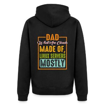 What Are Clouds Made Of, Linux Servers Mostly 9 - Unisex Premium Bio Zip Hoodie - Schwarz - Hinten - Nico (187cm)