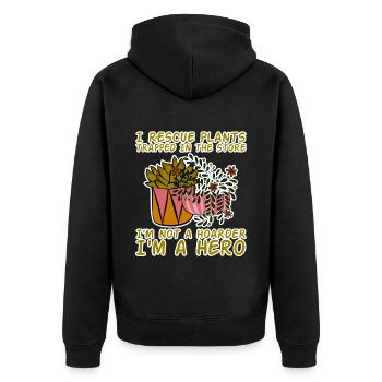I Rescue Plants Trapped In The Store 4 - Unisex Premium Organic Zip Hoodie - black - Back - Nico (187cm)