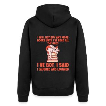I Will Not Buy Any More Books - Unisex Premium Organic Zip Hoodie - black - Back - Nico (187cm)