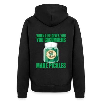 When Life Gives You Cucumbers, Make Pickles 4 - Unisex Premium Bio Zip Hoodie - Schwarz - Hinten - Nico (187cm)