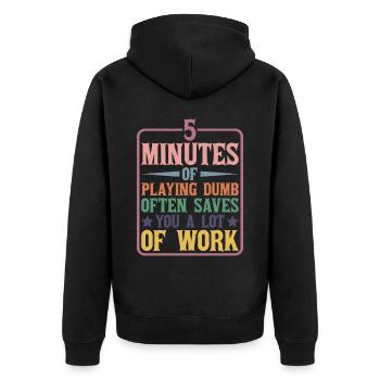5 minutes de jeu stupide sauvent souvent du travail - Veste à capuche bio Premium Unisexe - noir - Dos - Nico (187cm)