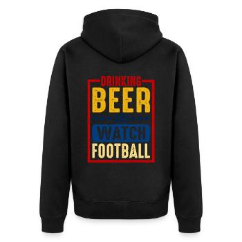 Drinking Beer And Watch Football 3 - Unisex Premium Bio Zip Hoodie - Schwarz - Hinten - Nico (187cm)