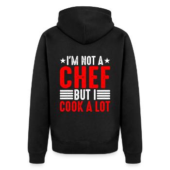 I'm Not A Chef But I Cook A Lot 2 - Unisex Premium Bio Zip Hoodie - Schwarz - Hinten - Nico (187cm)