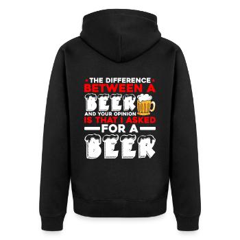 La différence entre une bière et votre opinion 2 - Veste à capuche bio Premium Unisexe - noir - Dos - Nico (187cm)