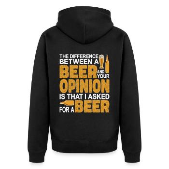 La différence entre une bière et votre opinion - Veste à capuche bio Premium Unisexe - noir - Dos - Nico (187cm)