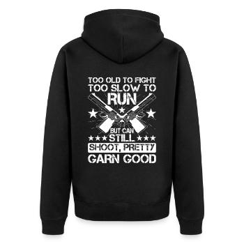 Too Old To Fight, Too Slow To Run 2 - Unisex Premium Organic Zip Hoodie - black - Back - Nico (187cm)