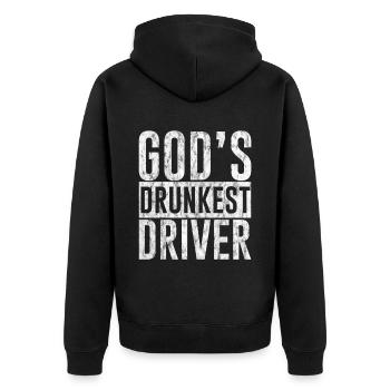 God's Drunkest Driver 3 - Unisex Premium Organic Zip Hoodie - black - Back - Nico (187cm)