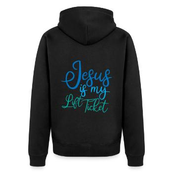 Jesus Is My Lift Ticket 2 - Unisex Premium Bio Zip Hoodie - Schwarz - Hinten - Nico (187cm)