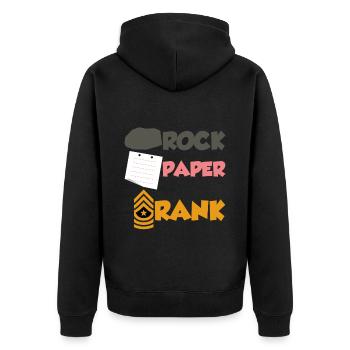Rock Paper Rank 4 - Unisex Premium Organic Zip Hoodie - black - Back - Nico (187cm)
