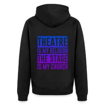 Le théâtre est ma religion, la scène est mon église 2 - Veste à capuche bio Premium Unisexe - noir - Dos - Nico (187cm)