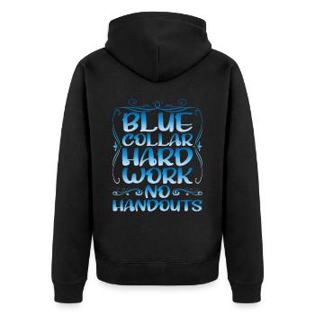 Col bleu Travail acharné Pas d’aumône - Veste à capuche bio Premium Unisexe - noir - Dos - Nico (187cm)