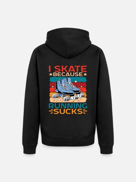 Jeżdżę na łyżwach, bo bieganie jest do bani - Ekologiczna rozpinana bluza z kapturem Premium unisex - czarny