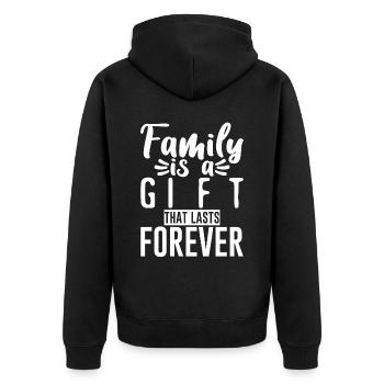 Family Is A Gift That Lasts Forever 2 - Unisex Premium Bio Zip Hoodie - Schwarz - Hinten - Nico (187cm)