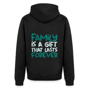Family Is A Gift That Lasts Forever 3 - Unisex Premium Bio Zip Hoodie - Schwarz - Hinten - Nico (187cm)