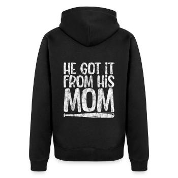 He Got It From His Mom 3 - Unisex Premium Organic Zip Hoodie - black - Back - Nico (187cm)