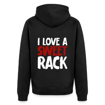 I Love A Sweet Rack - Unisex Premium Organic Zip Hoodie - black - Back - Nico (187cm)