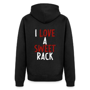 I Love A Sweet Rack 4 - Unisex Premium Organic Zip Hoodie - black - Back - Nico (187cm)