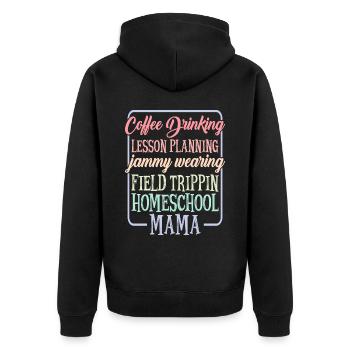 Planification de cours de consommation de café Homeschool Mama 1 - Veste à capuche bio Premium Unisexe - noir - Dos - Nico (187cm)
