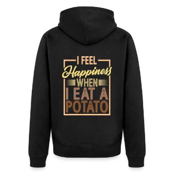 Je ressens du bonheur quand je mange une pomme de terre 2 - Veste à capuche bio Premium Unisexe - noir - Dos - Nico (187cm)