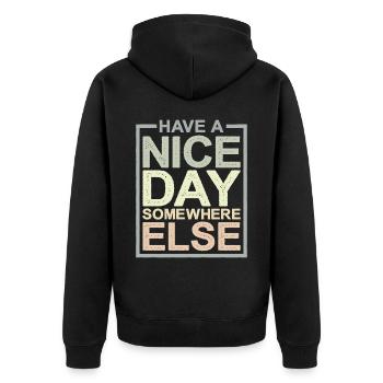 Have a nice day somewhere else 12 - Unisex Premium Organic Zip Hoodie - black - Back - Nico (187cm)