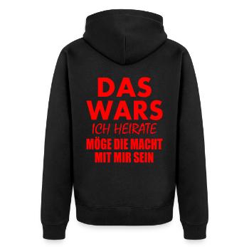 Das wars ich heirate - Unisex Premium Bio Zip Hoodie - Schwarz - Hinten - Nico (187cm)