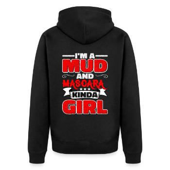 I'm A Mud And Mascara Kinda Girl 5 - Unisex Premium Organic Zip Hoodie - black - Back - Nico (187cm)