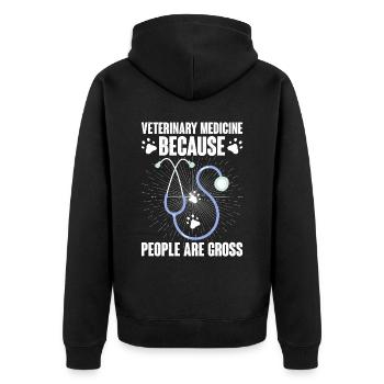 Veterinary Medicine Because People Are Gross 4 - Unisex Premium Bio Zip Hoodie - Schwarz - Hinten - Nico (187cm)